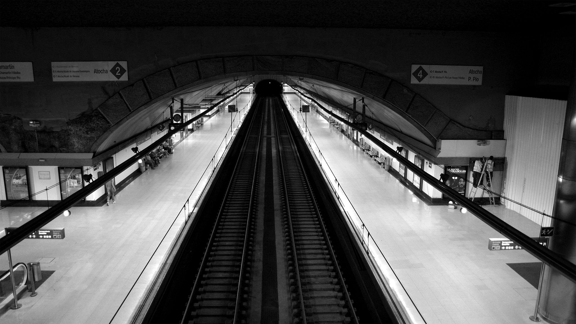 Madrid Metro Atocha Station Black and White