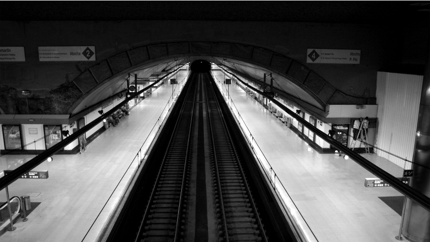 Madrid Metro Atocha Station Black and White