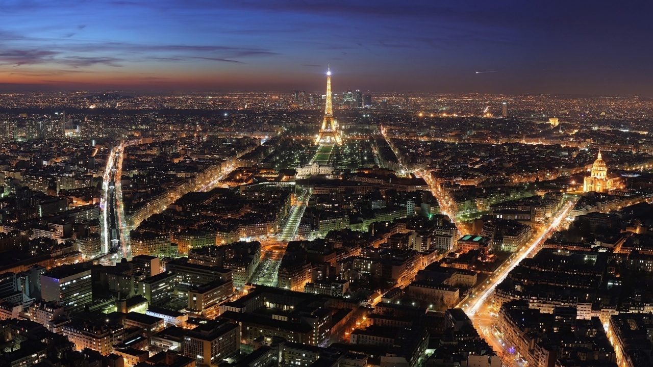 Paris cityscape by night
